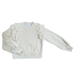 Pistola‎ XS Cream Ruffle Shoulder Long Sleeve Sweatshirt Pullover Top